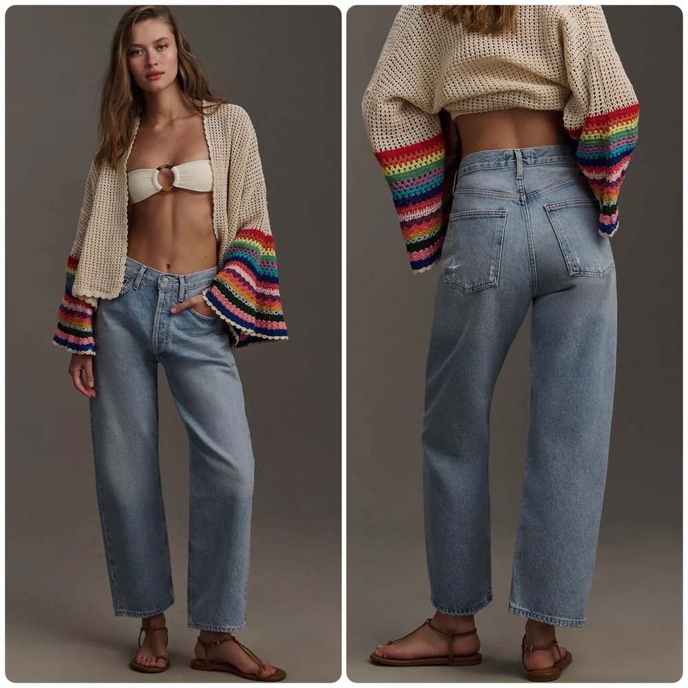 Agolde 90s Crop Mid-Rise Loose Straight Leg Jeans Replica Blue Size 26